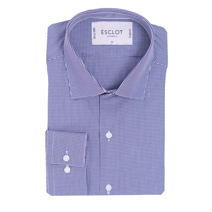 Mens navy gingham dress shirt