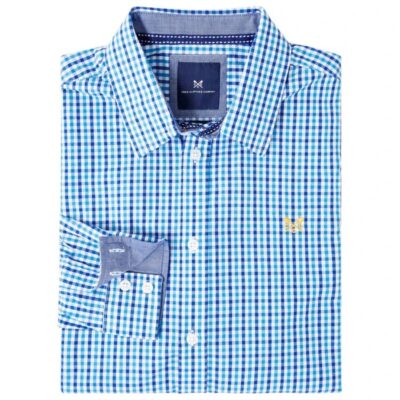 Mens Navy Gingham Dress Shirt – Elevate Your Style with this Classic Piece