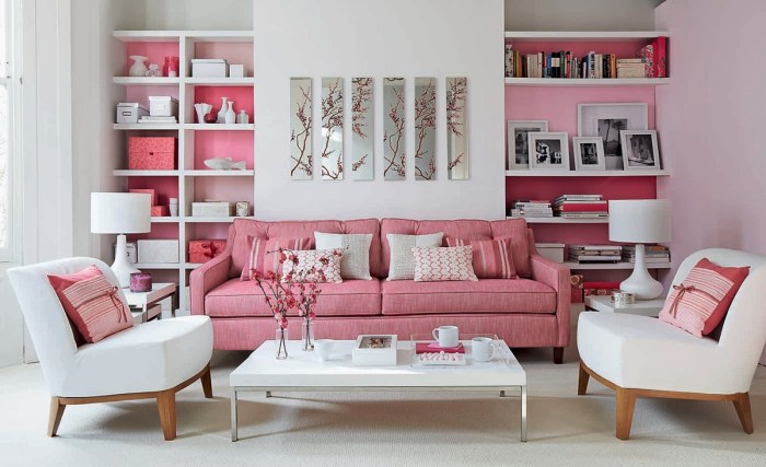 How to decorate a pink living room